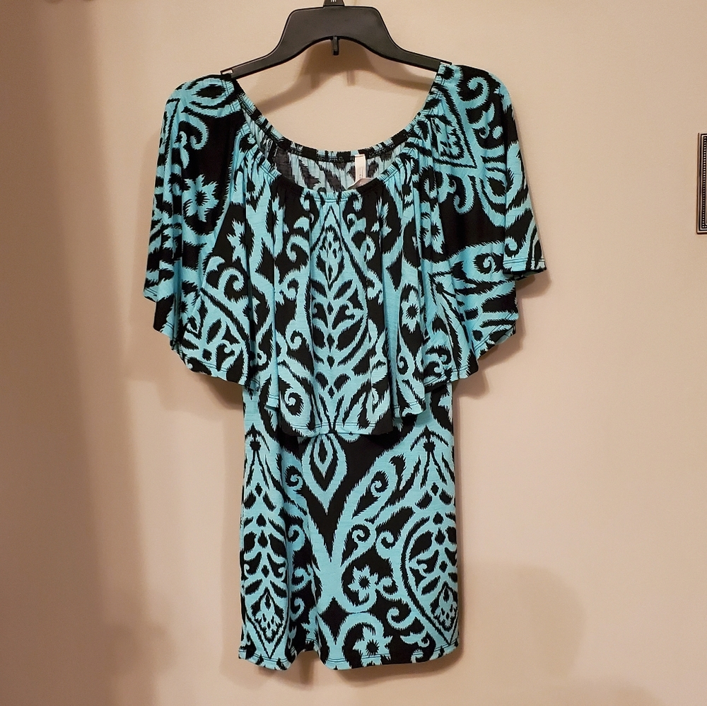 Teal and black dress